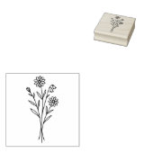 Minimalist Wildflower Botanical Bouquet Line Art Gummistempel (Stempel)