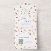 Minimalist Wildflower Botanical wedding QR All In One Einladung (Innen)