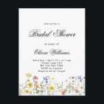 Minimalist Wildflower Bridal Shower Ankündigungspostkarte<br><div class="desc">Minimalist Wildflower Bridal Shower Invitation.</div>