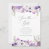 Minimalist wildflower lavender save the date card (Vorderseite)