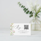 Minimalist Wildflower QR code wedding RSVP Begleitkarte (Stehend Vorderseite)