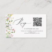 Minimalist Wildflower QR code wedding RSVP Begleitkarte (Vorderseite)