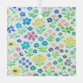 Minimalist Wildflower Seamless Pattern on White  Ornament Aus Glas (Vorderseite)