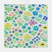 Minimalist Wildflower Seamless Pattern on White  Ornament Aus Glas (Rückseite)