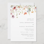 Minimalist Wildflower Wedding Einladung (Vorderseite)
