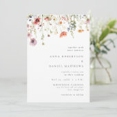 Minimalist Wildflower Wedding Einladung (Stehend Vorderseite)