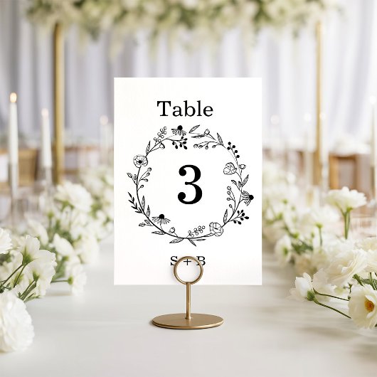 minimalist Wildflower Wreath Folk Rustic Wedding  Einladung