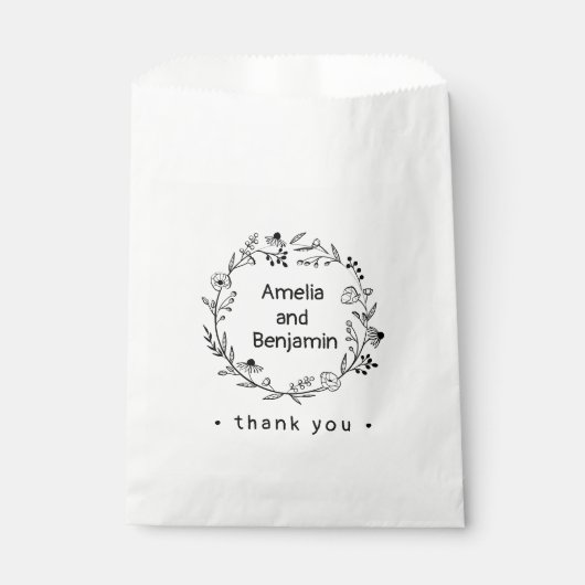 minimalist Wildflower Wreath Folk Rustic Wedding Geschenktütchen (Vorderseite)