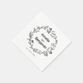 minimalist Wildflower Wreath Folk Rustic Wedding  Serviette (Ecke)