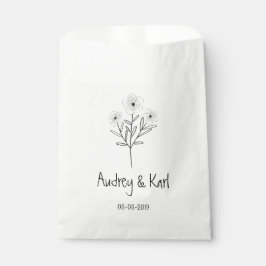 Minimalist Wildflowers Wedding Monogram Design Geschenktütchen