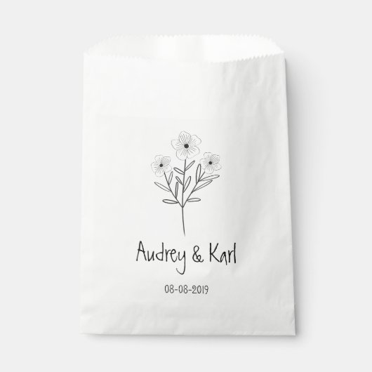 Minimalist Wildflowers Wedding Monogram Design Geschenktütchen (Vorderseite)
