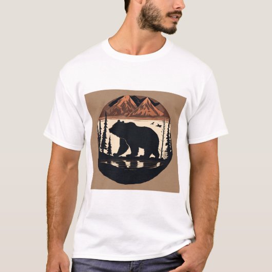 Minimalist Wildlife Tee Design: Grizzly Bär und T (Vorderseite)