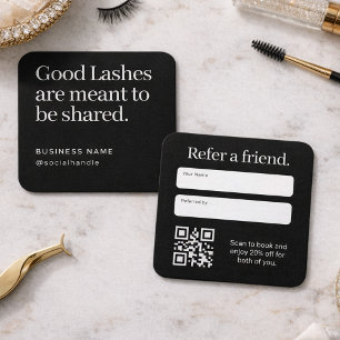 Minimalist Wimpernstudio Empfehle einen Freund QR- Quadratische Visitenkarte