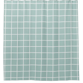 Minimalist Window Pane Grid, White on Seafoam Duschvorhang
