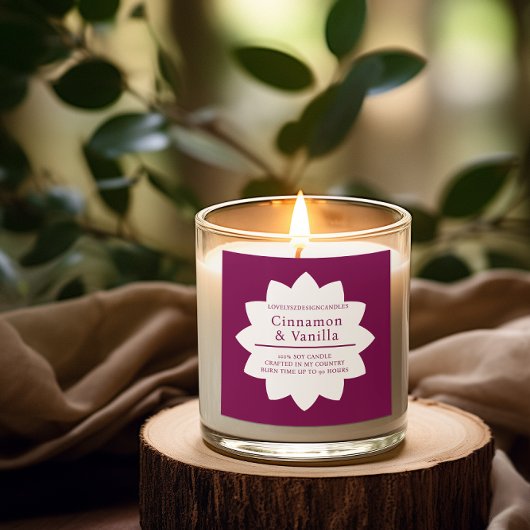 Minimalist Wine Red Candle Product Label Quadratischer Aufkleber