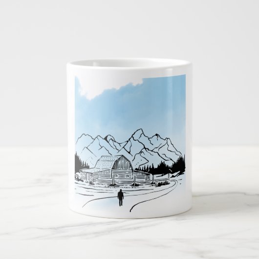 Minimalist Winter Mountain Adventure Jumbo Mug Jumbo-Tasse (Vorderseite)