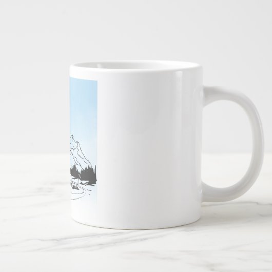 Minimalist Winter Mountain Adventure Jumbo Mug Jumbo-Tasse (Rechts)