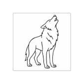 Minimalist Wolf Line Art – Howling Wildlife Gummistempel (Prägung)