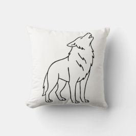 Minimalist Wolf Line Art – Howling Wildlife  Kissen
