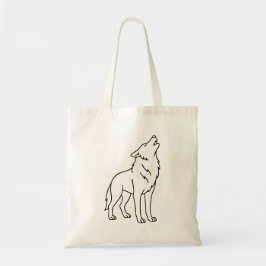 Minimalist Wolf Line Art – Howling Wildlife  Tragetasche