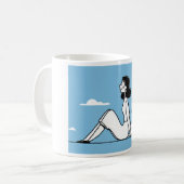 Minimalist Woman and Dog Illustration Kaffeetasse (Vorderseite Links)