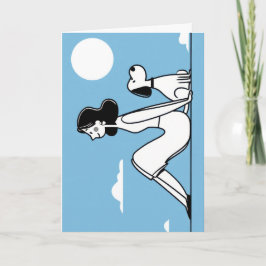 Minimalist Woman and Dog Illustration Karte