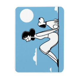 Minimalist Woman and Dog Illustration Magnet