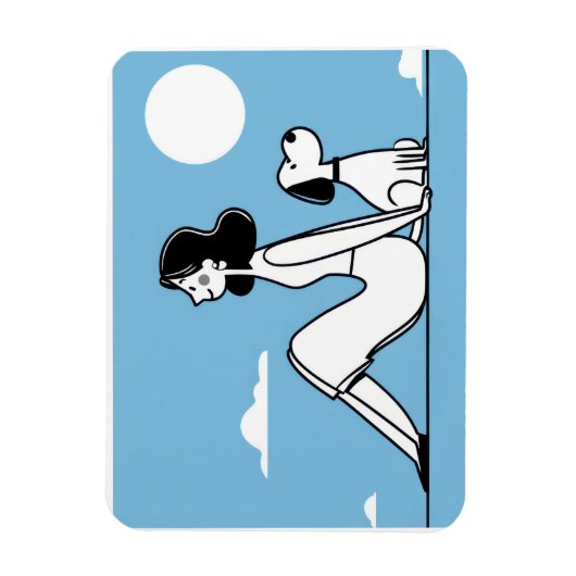Minimalist Woman and Dog Illustration Magnet (Vertikal)