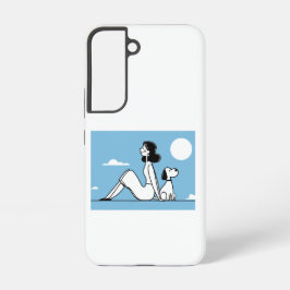 Minimalist Woman and Dog Illustration Samsung Galaxy Hülle
