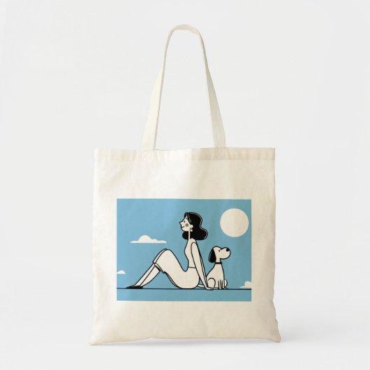 Minimalist Woman and Dog Illustration Tragetasche (Vorne)