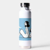 Minimalist Woman and Dog Illustration Trinkflasche (Links)