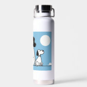 Minimalist Woman and Dog Illustration Trinkflasche (Rückseite)
