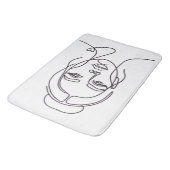 Minimalist Woman Face Line Art Bath Mat Badematte (Schrägansicht)