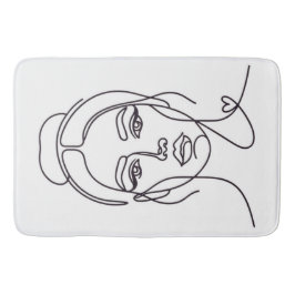 Minimalist Woman Face Line Art Bath Mat Badematte