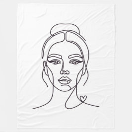 Minimalist Woman Face Line Art Fleece Blanket