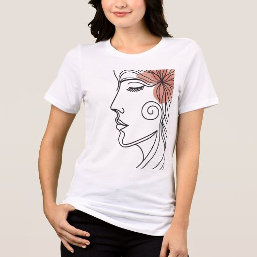 Minimalist Woman’s Face Line Art T-Shirt Tri-Blend Shirt (Vorderseite)