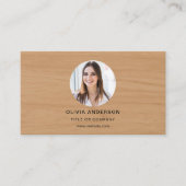 Minimalist Wood Photo with QR Code Social Media Visitenkarte (Vorderseite)