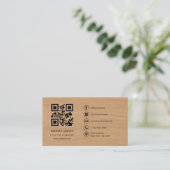 Minimalist Wood Professional Company Logo QR Code Visitenkarte (Stehend Vorderseite)