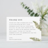 Minimalist Woodland Nature Wedding | Elegant Fern Dankeskarte (Stehend Vorderseite)