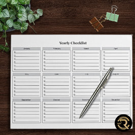 Minimalist Yearly Checklist Notepad Notizblock