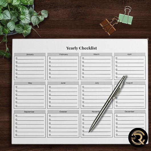 Minimalist Yearly Checklist Notepad Notizblock