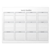 Minimalist Yearly Checklist Notepad Notizblock (Vorderseite)