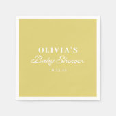 Minimalist Yellow Retro Script Baby Shower Custom Serviette (Vorderseite)