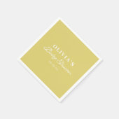 Minimalist Yellow Retro Script Baby Shower Custom Serviette (Ecke)