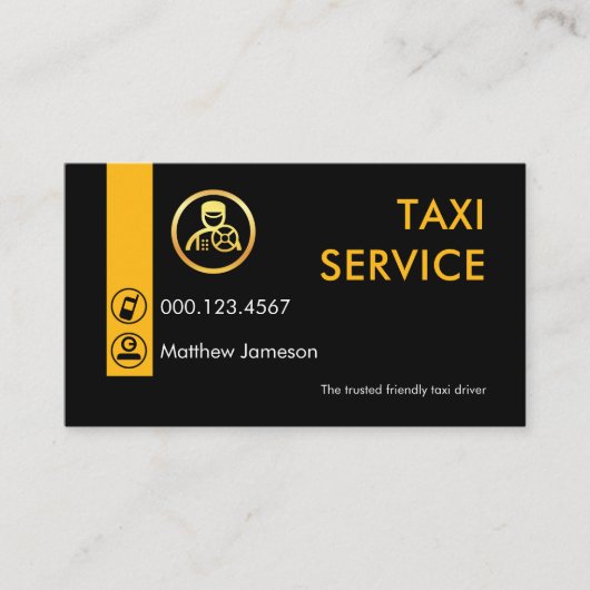 Minimalist Yellow Taxi Driving Tab Visitenkarte (Vorderseite)