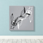 Minimalist Yin Yang Koi Fish Canvas Print Leinwanddruck (Insitu (Holzboden))