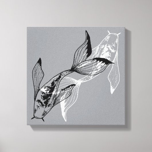 Minimalist Yin Yang Koi Fish Canvas Print Leinwanddruck (Vorderseite)
