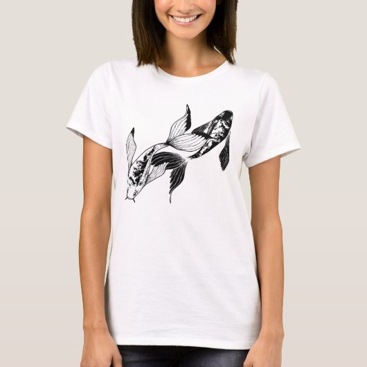 Minimalist Yin Yang Koi Fish T-Shirt (Vorderseite)