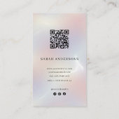 Minimalist Yoga Studio with QR Code | Holographic  Visitenkarte (Rückseite)
