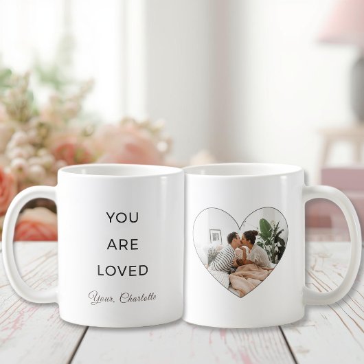 Minimalist You Are Loved Valentine Photo Mug Kaffeetasse